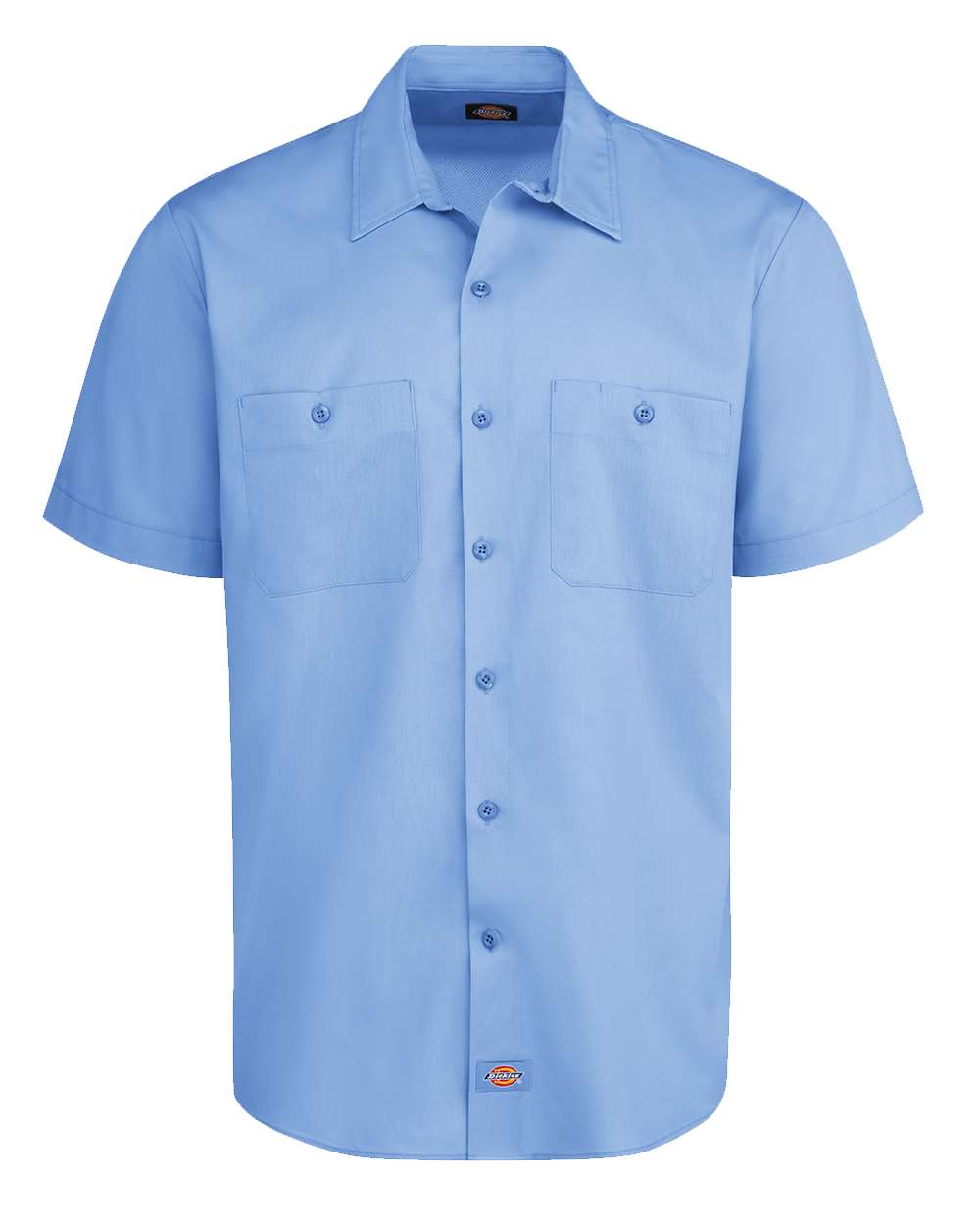 Front View of Light Blue Industrial Worktech Ventilated Short Sleeve Work Shirt - LS51