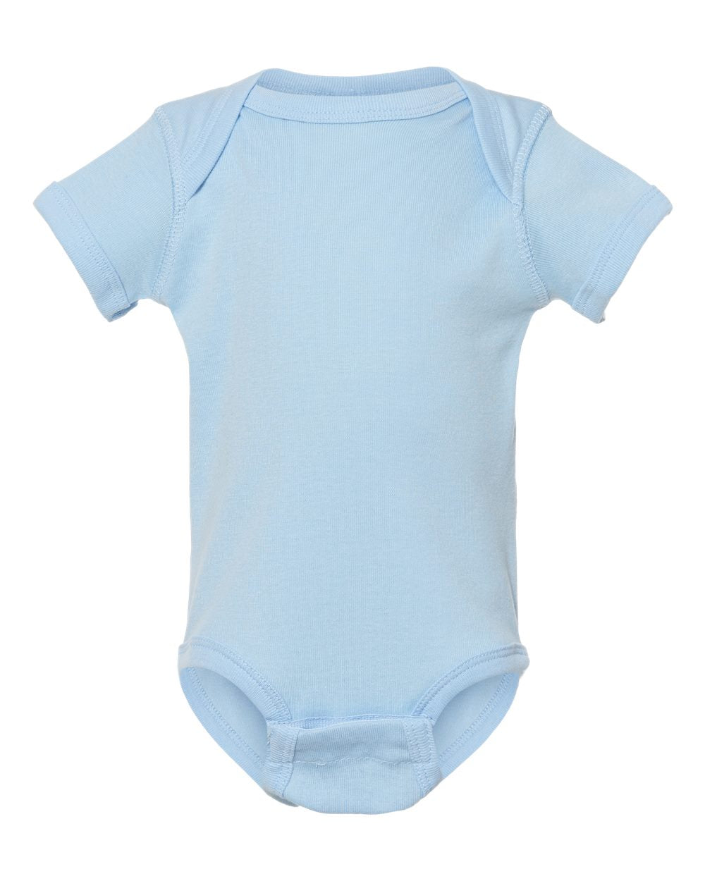 Front View of Light Blue Infant Baby Rib Bodysuit - 4400