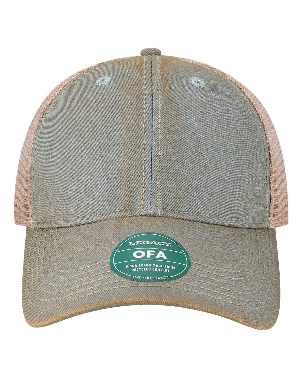 Front View of Light Blue/ Khaki Old Favorite Trucker Cap - OFA