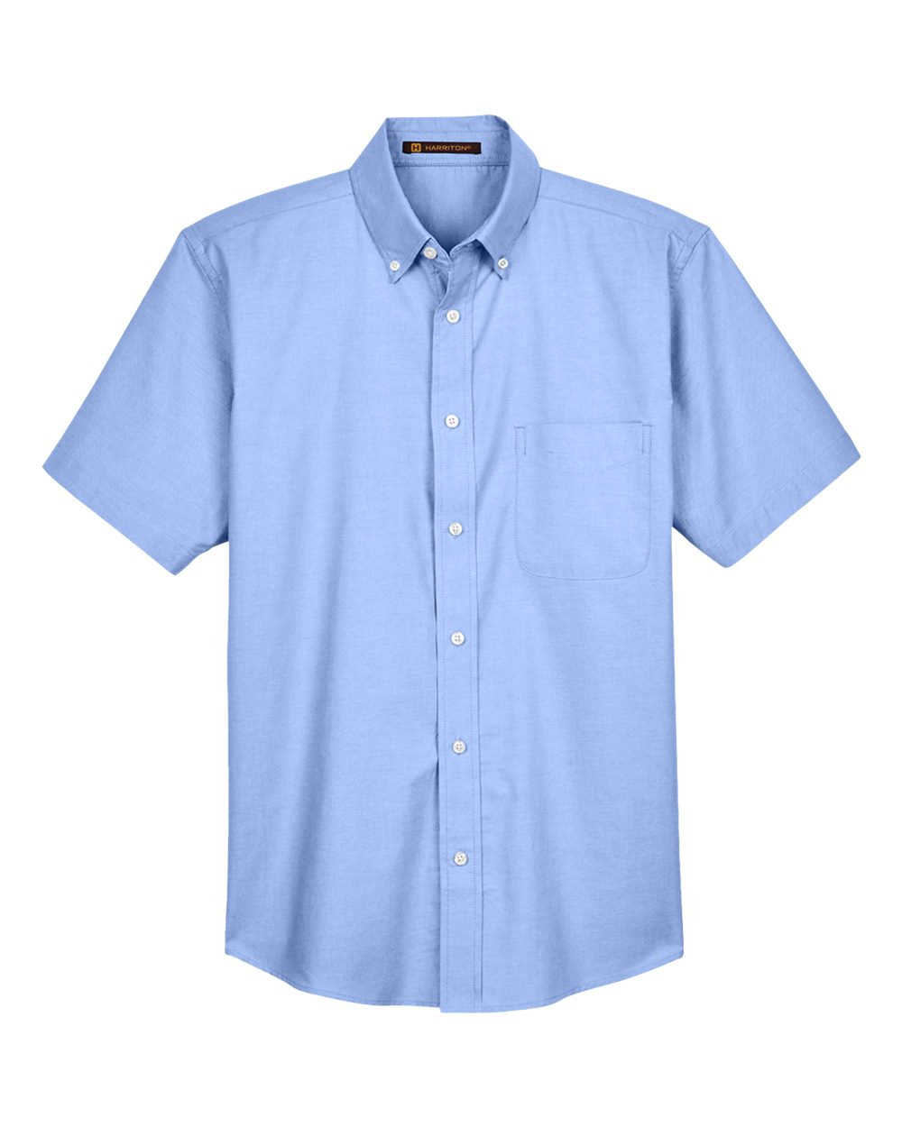 Front View of Light Blue Men's Oxford Short Sleeve with Stain-Release - M600S