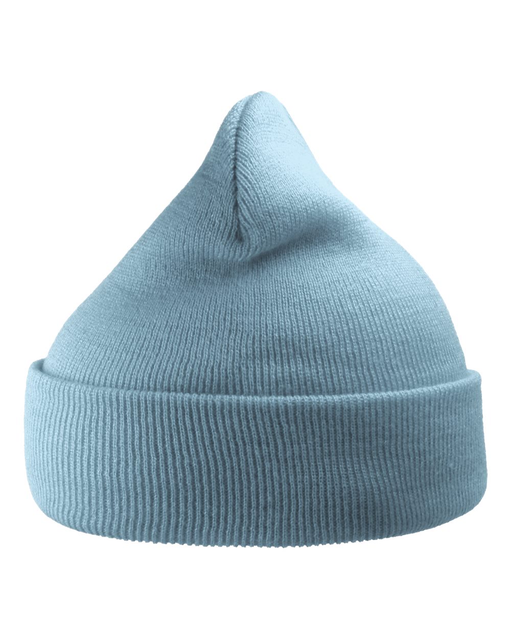 Front View of Light Blue Sustainable 12" Knit Beanie - WIND