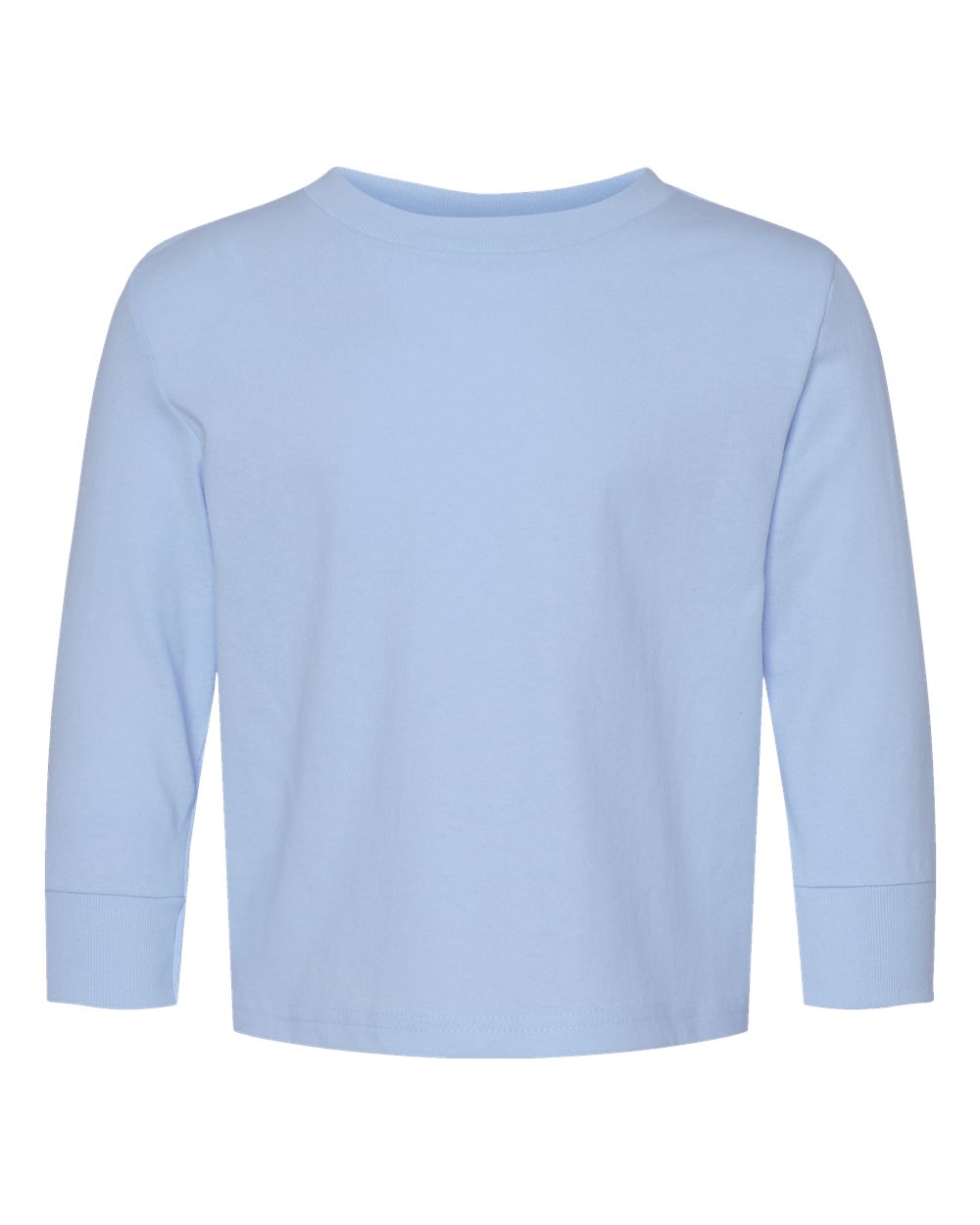 Front View of Light Blue Toddler Cotton Jersey Long Sleeve Tee - 3311