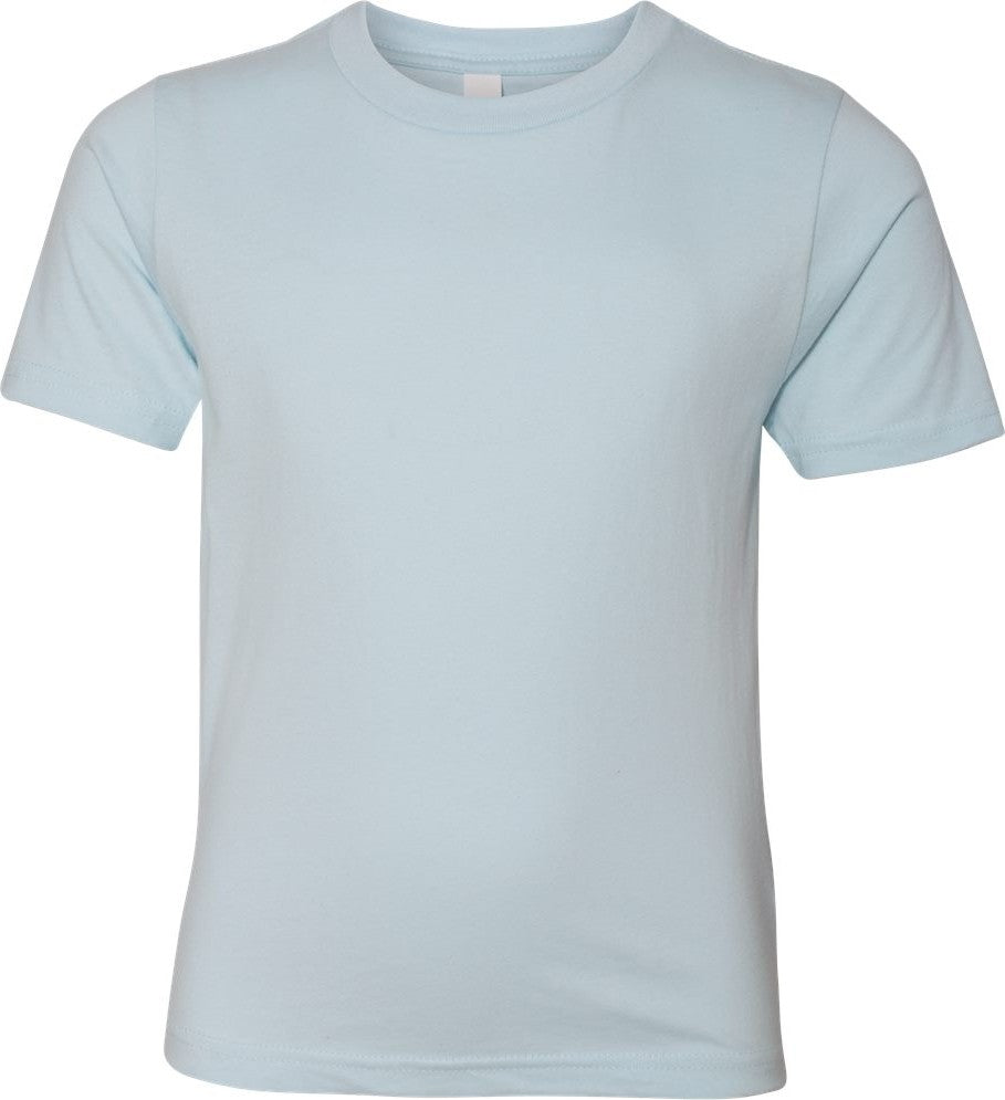 Front View of Light Blue Youth Cotton T-Shirt - 3310