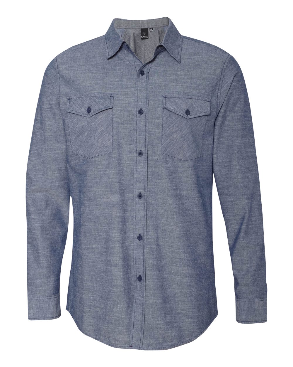 Front View of Light Denim Chambray Shirt - 8255