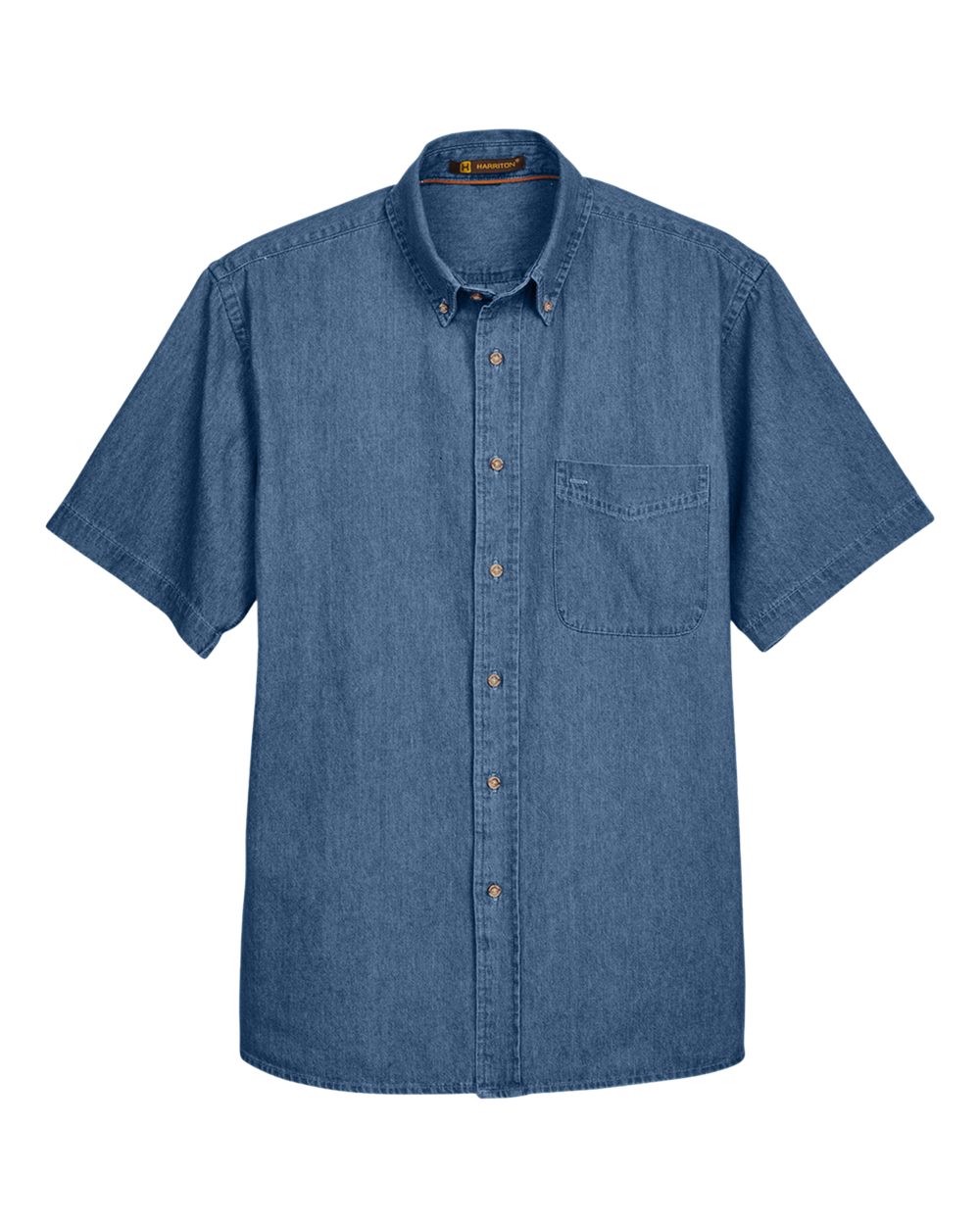 Front View of Light Denim Men's Denim Shirt - M550S