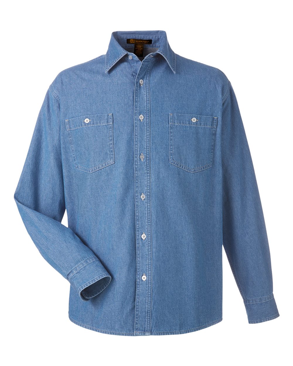 Front View of Light Denim Unisex Denim Shirt Jacket - M540