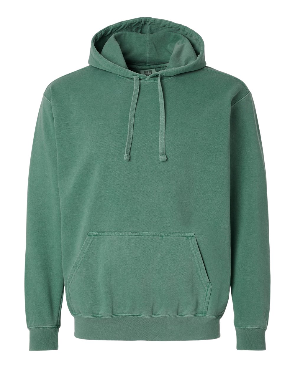 Front View of Light Green Garment-Dyed Hooded Sweatshirt - 1567