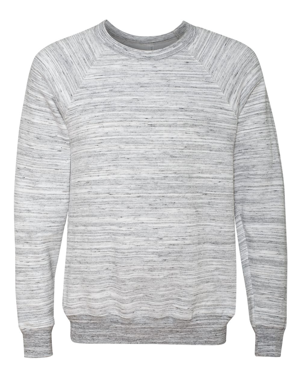 Front View of Light Grey Marble Sponge Fleece Raglan Crewneck Sweatshirt - 3901