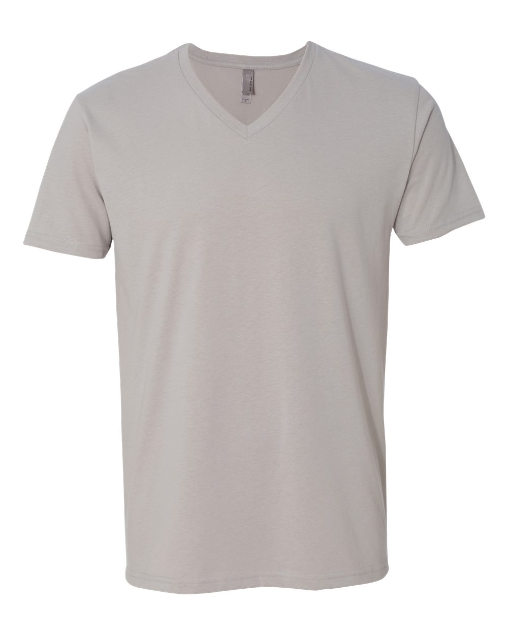 Front View of Light Grey Sueded V-Neck T-Shirt - 6440