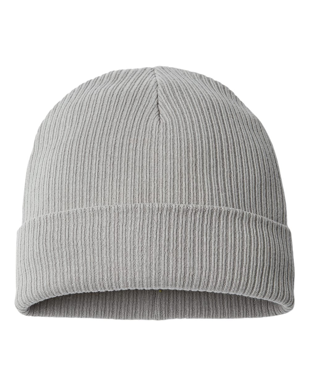 Front View of Light Grey Sustainable Cuffed Beanie - NELSON
