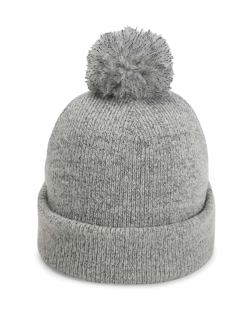 Front View of Light Grey The Mammoth Cuffed Beanie - 6015