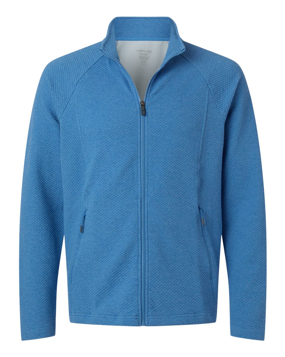 Front View of Light Nautical Blue Heather Men's Spirit Textured Full-Zip - NE727