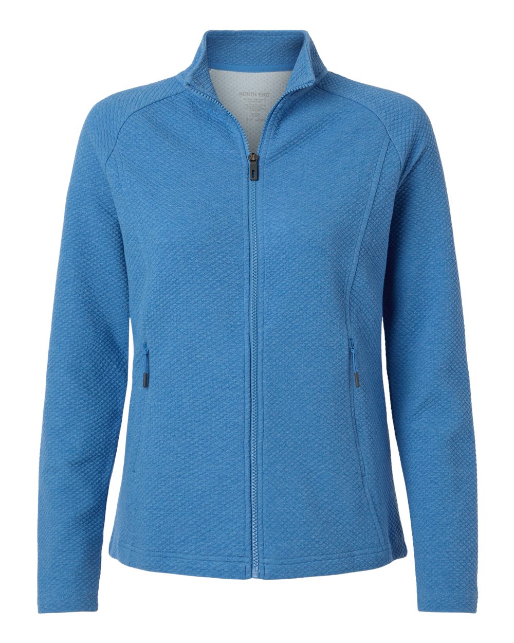 Front View of Light Nautical Blue Heather Women's Spirit Textured Full-Zip - NE727W