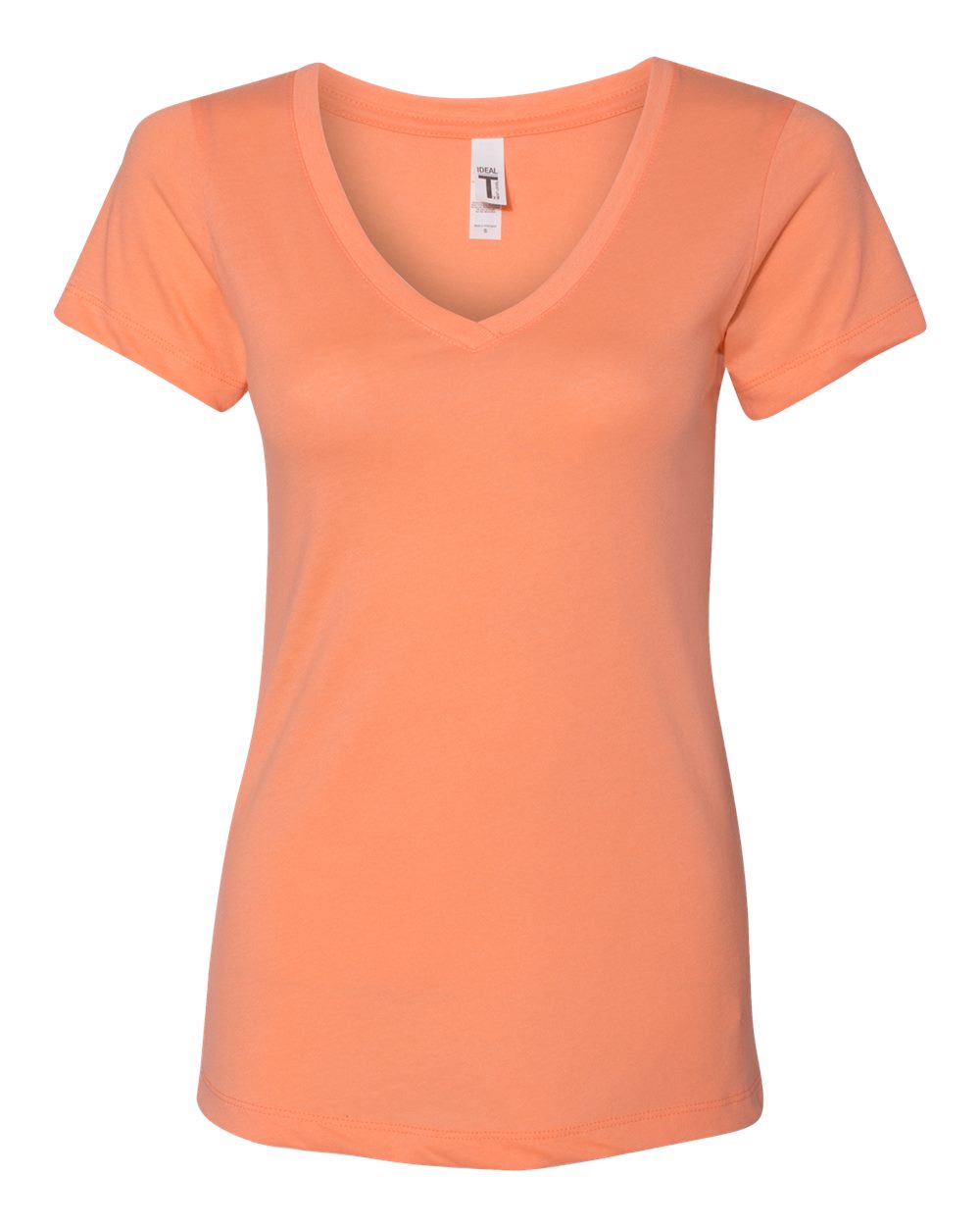 Front View of Light Orange Women's Ideal V-Neck T-Shirt - 1540
