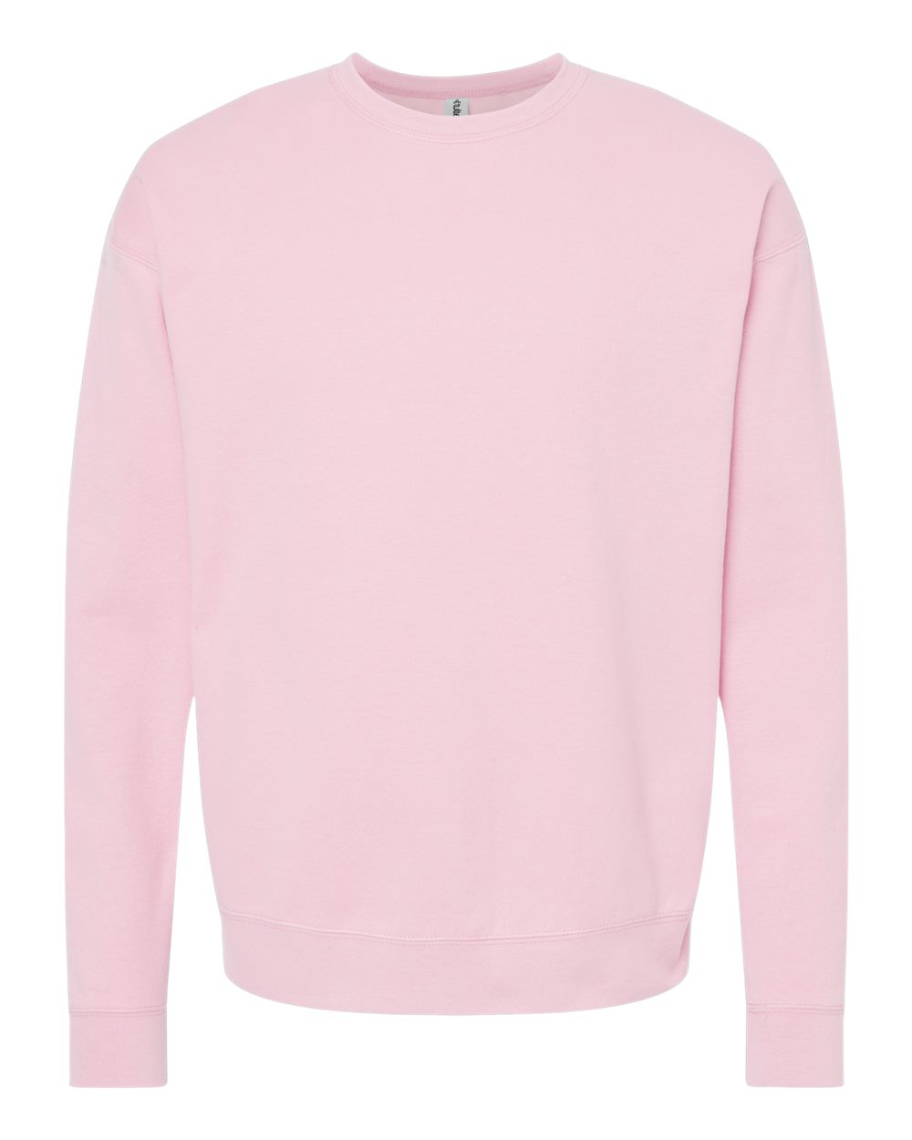 Front View of Light Pink Fleece Crewneck Sweatshirt - 340