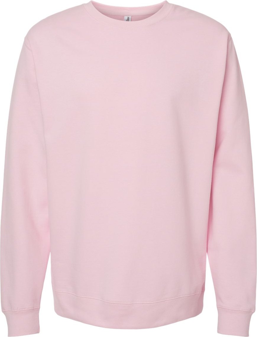 Front View of Light Pink Midweight Crewneck Sweatshirt - SS3000