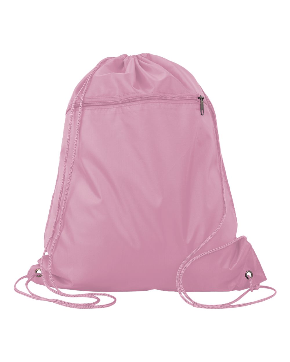Front View of Light Pink Polyester Cinchpack - Q135200