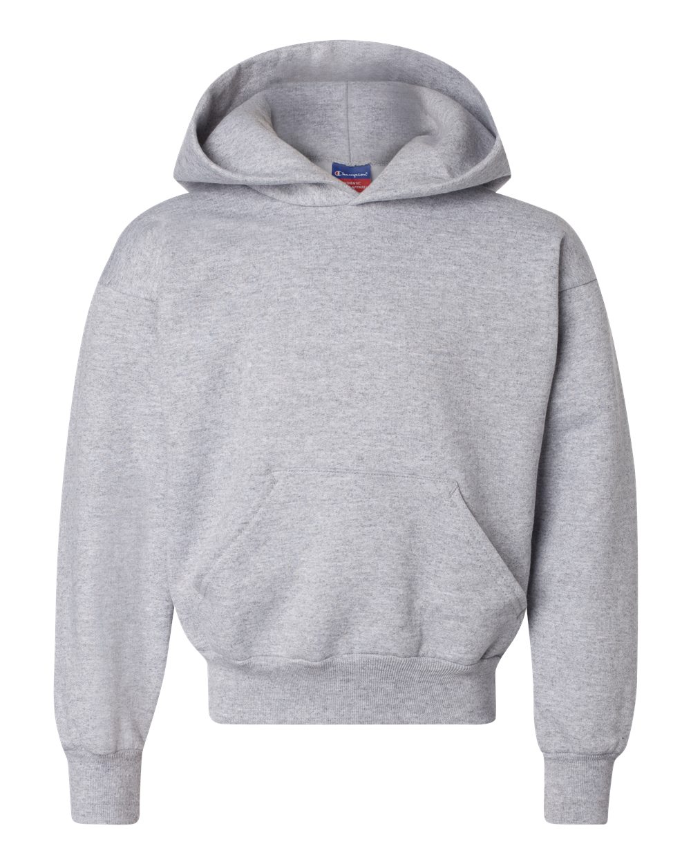 Front View of Light Steel Powerblend® Youth Hooded Sweatshirt - S790