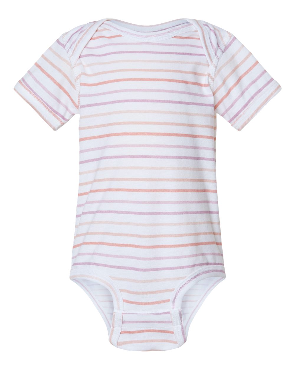 Front View of Lilac Stripe Infant Fine Jersey Bodysuit - 4424