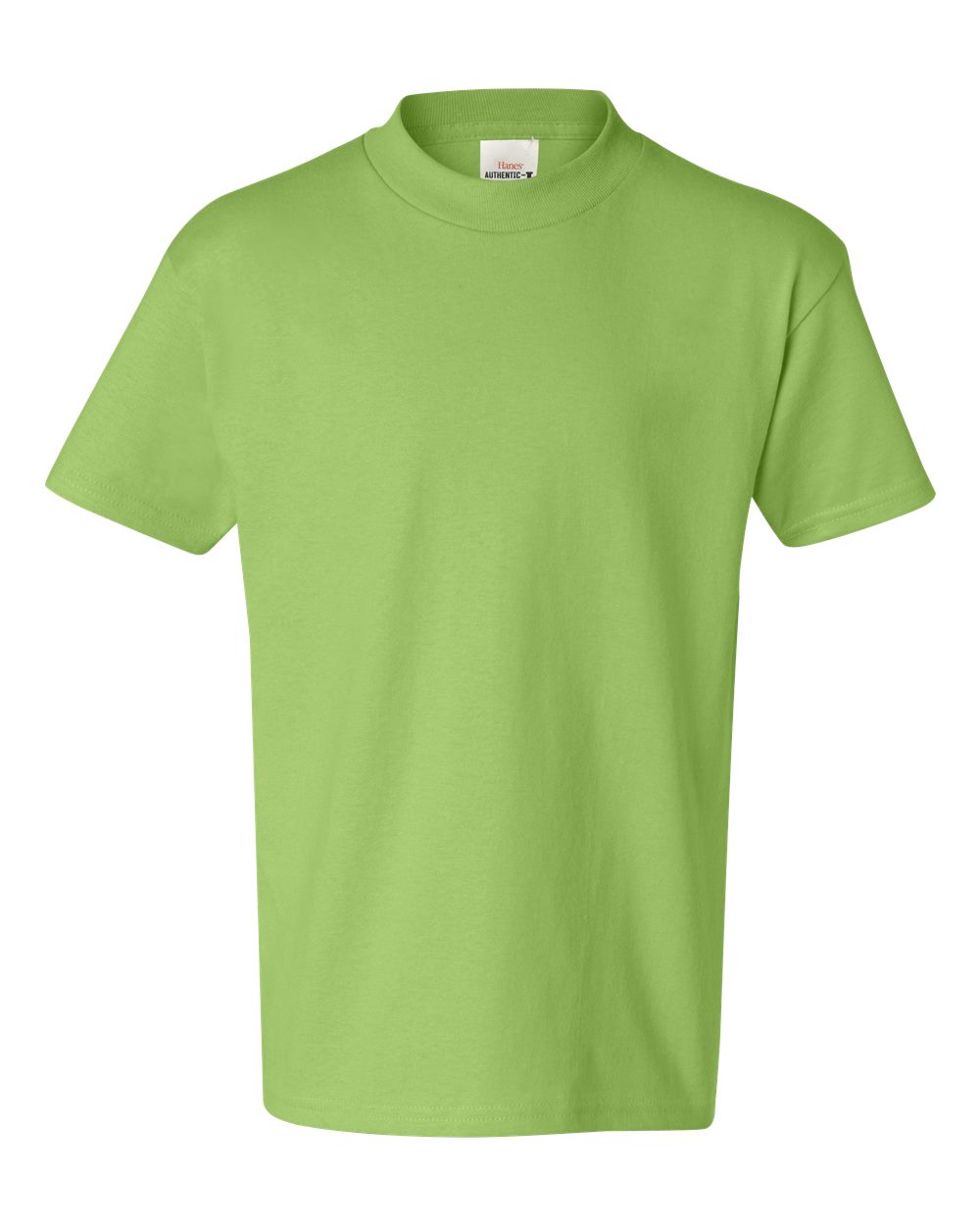 Front View of Lime Authentic Youth T-Shirt - 5450
