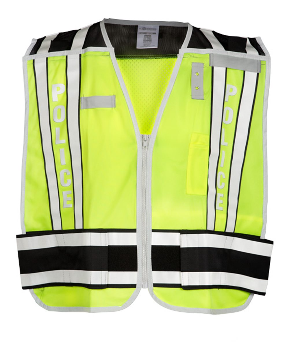 Front View of Lime/ Black Police Vest - 4001BZ