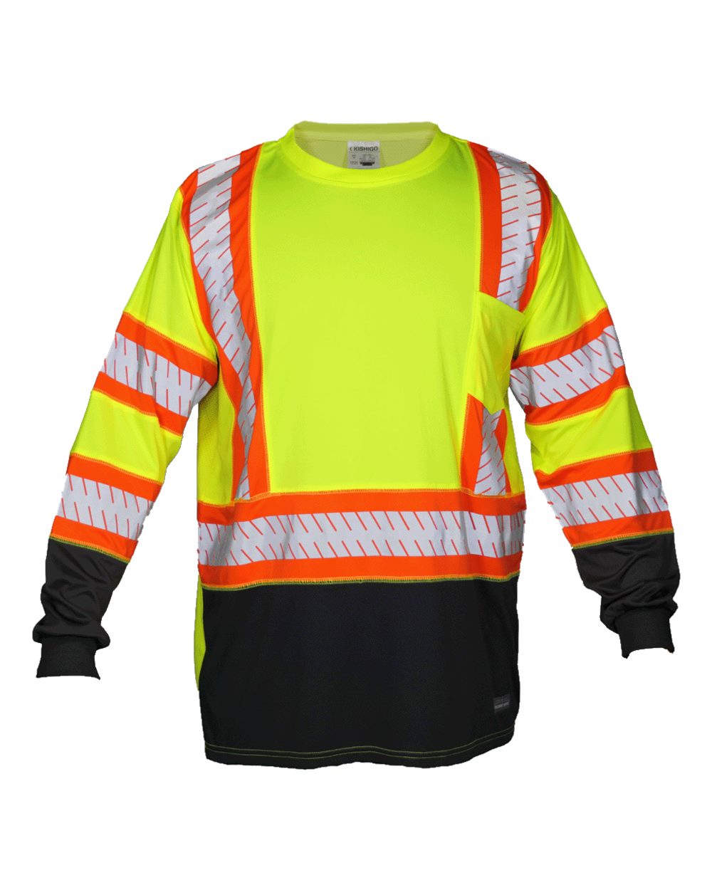 Front View of Lime DOT Class 3 Long Sleeve T-Shirt - 9181