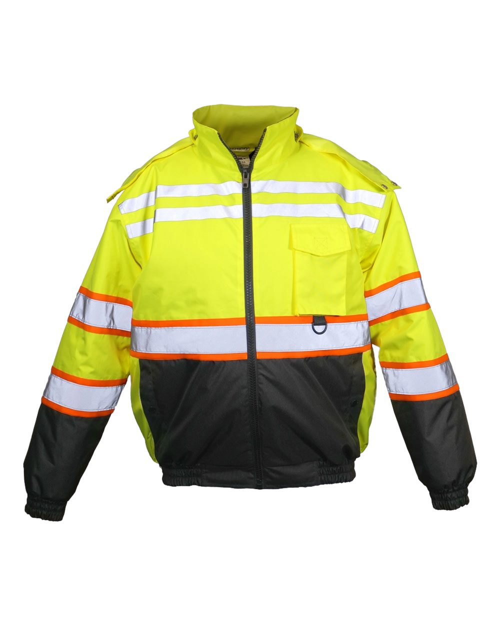 Front View of Lime Economy Contrast Class 3 Bomber Jacket - JS156