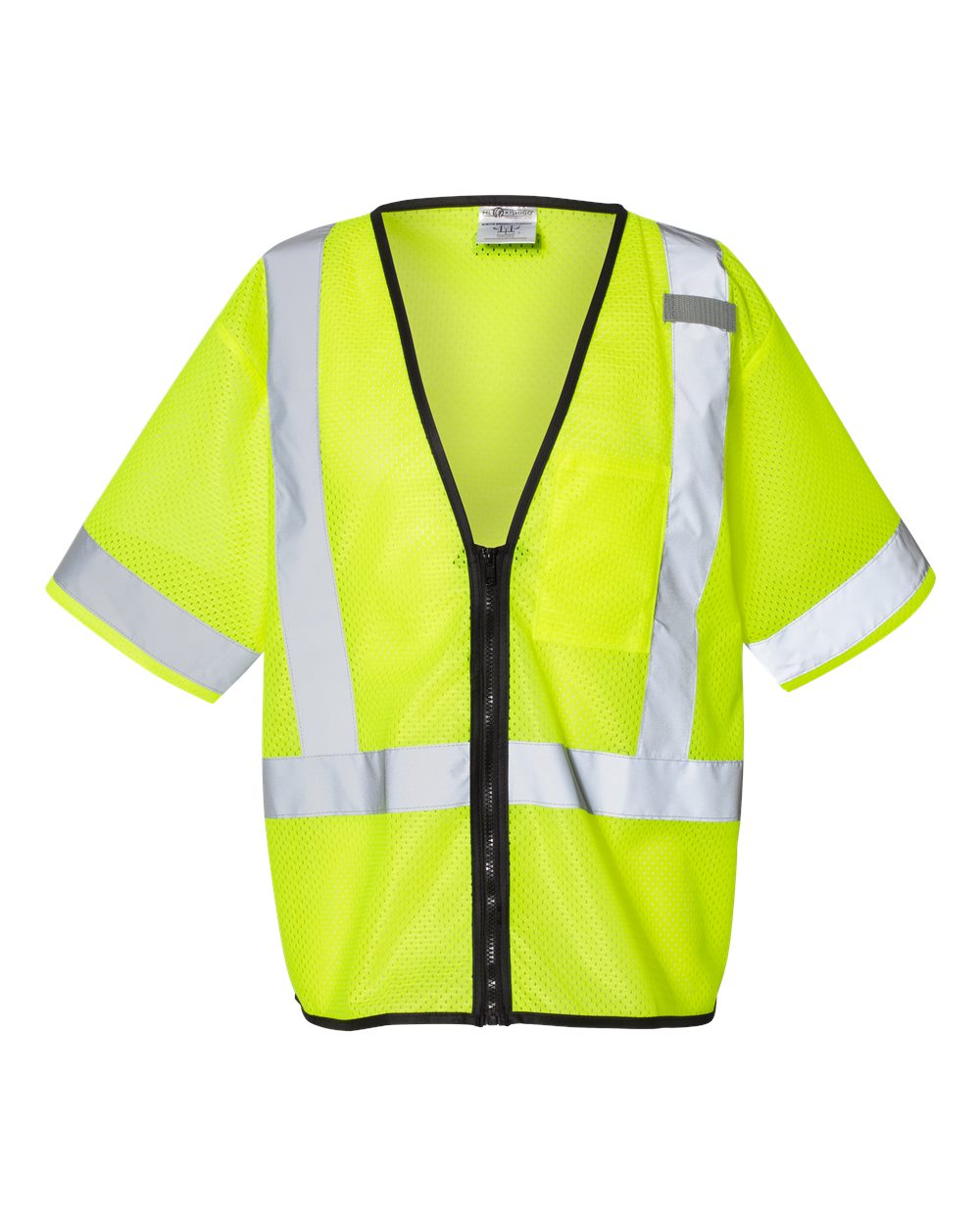 Front View of Lime Economy Single Pocket Zipper Vest - 1567-1568