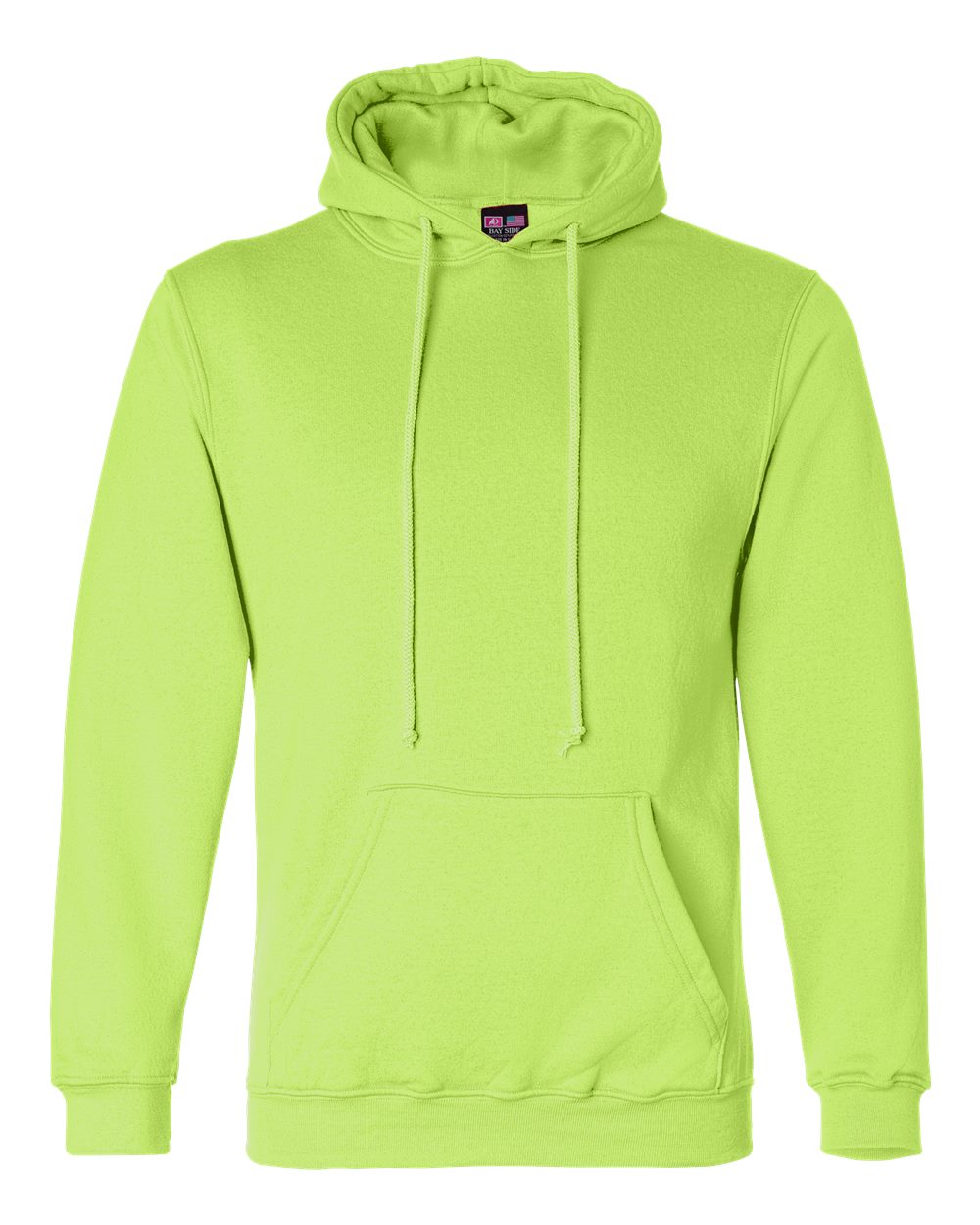 Front View of Lime Green USA-Made Hooded Sweatshirt - 960