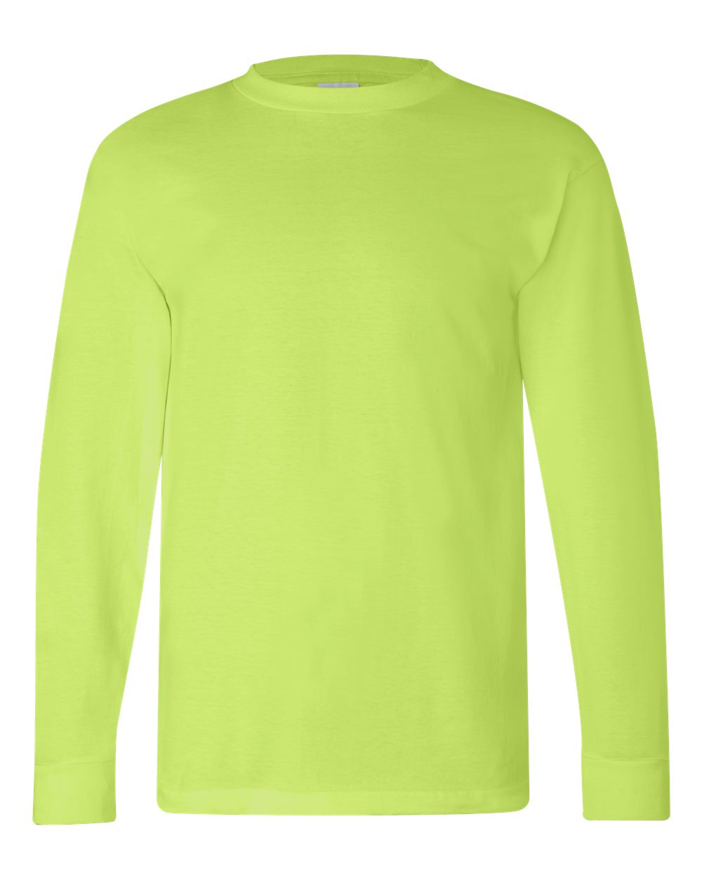 Front View of Lime Green USA-Made Long Sleeve T-Shirt - 6100