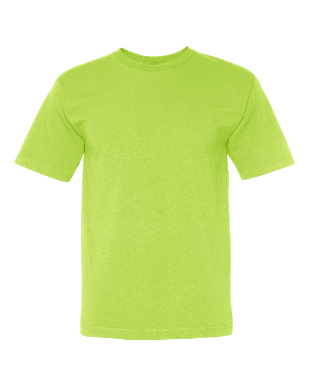 Front View of Lime Green USA-Made Midweight T-Shirt - 5040