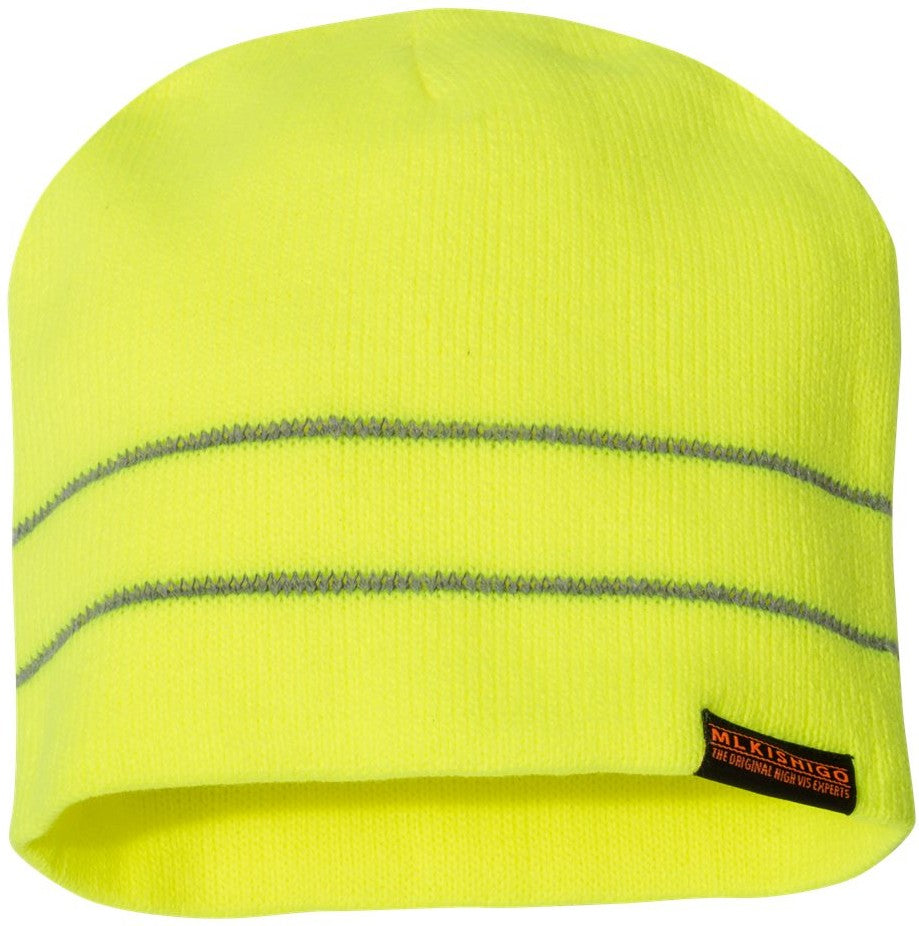 Front View of Lime High Viz Reflective Beanie - 2826-2827