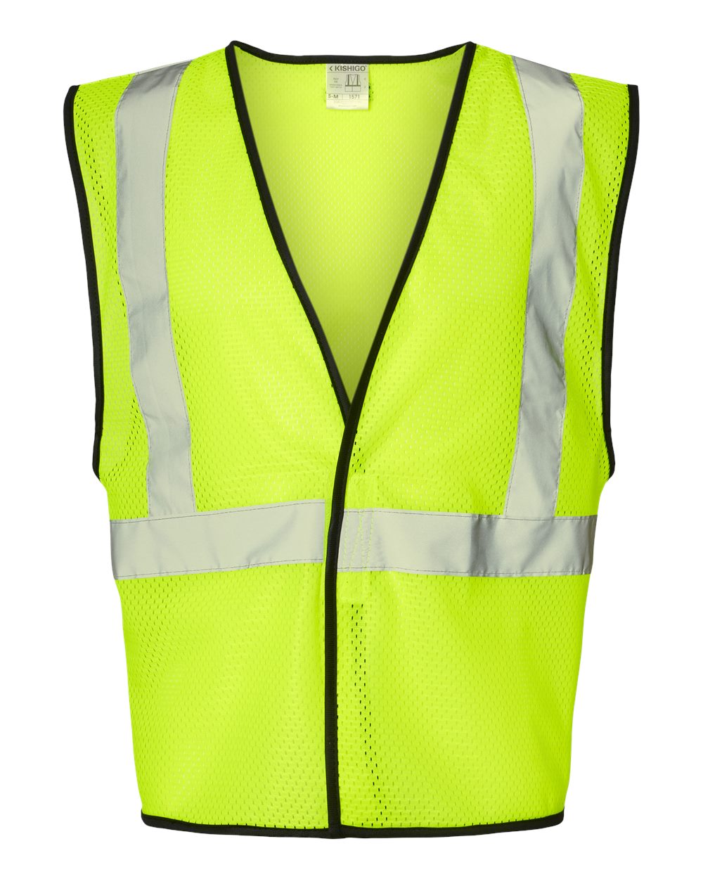 Front View of Lime Hook-and-Loop Mesh Vest - 1571-1572