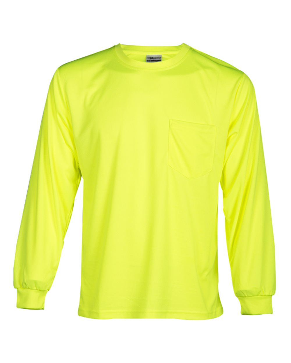 Front View of Lime Microfiber Polyester Long Sleeve T-Shirt - 9122-9123
