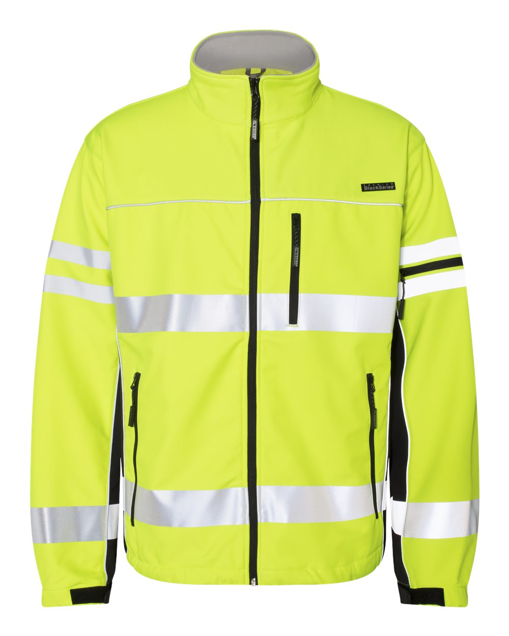 Front View of Lime Premium Black Series® Class 3 Soft Shell Jacket - JS137-138