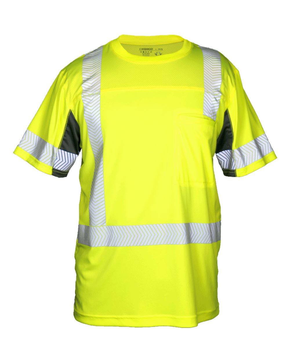 Front View of Lime Premium Black Series® Cool Touch Class 3 Short Sleeve T-Shirts - 9175
