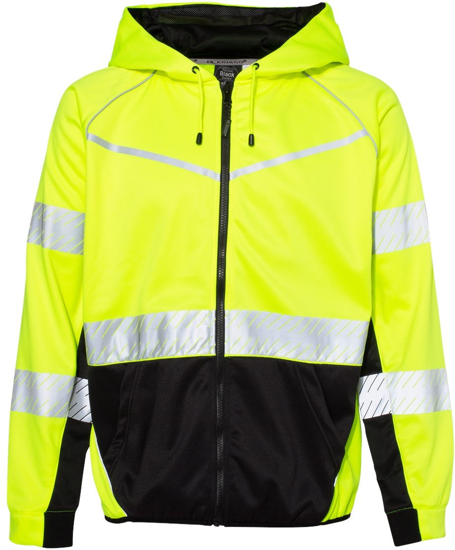 Front View of Lime Premium Black Series® Full-Zip Hooded Sweatshirt - JS150