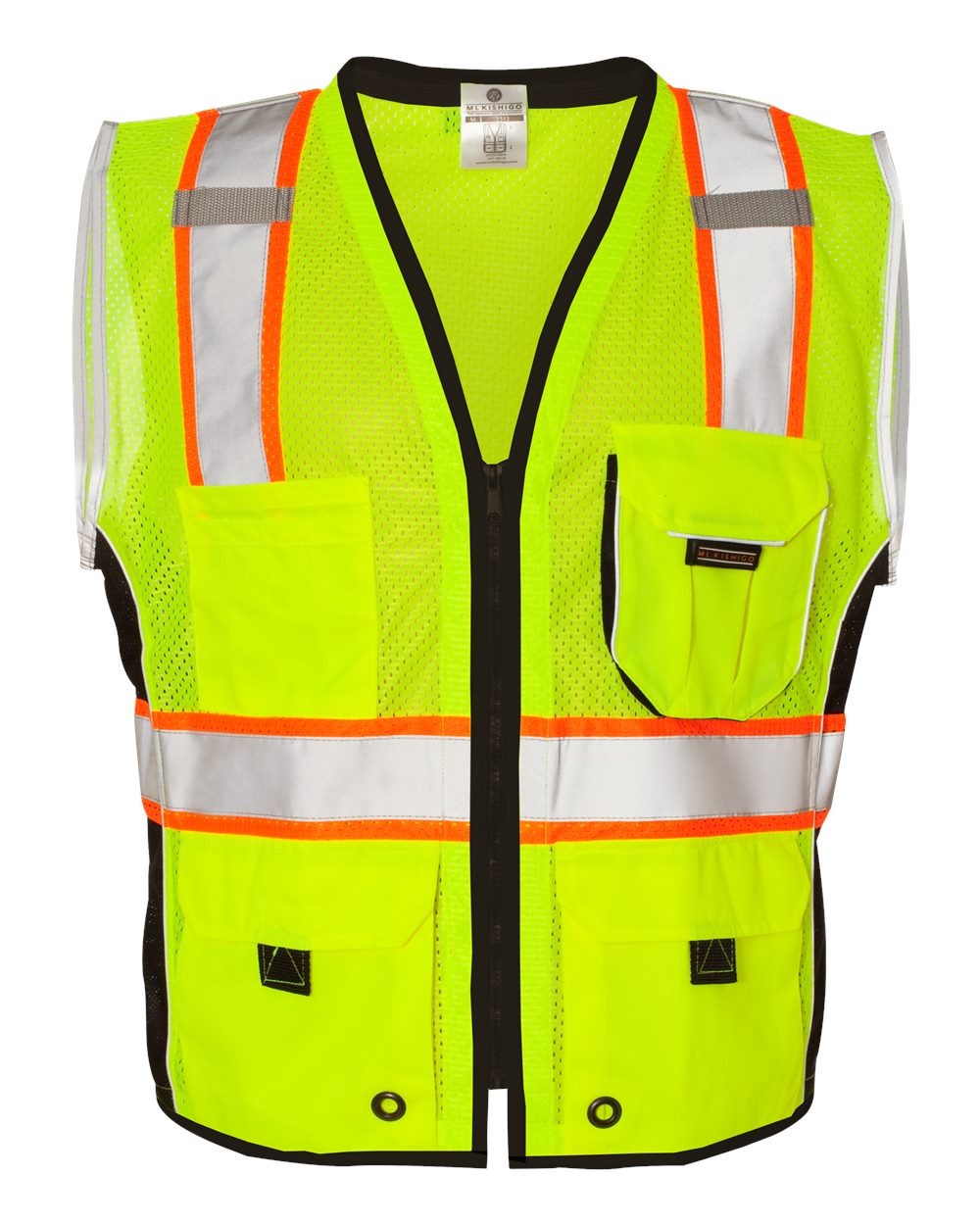 Front View of Lime Premium Black Series® Heavy-Duty Vest - 1513-1514