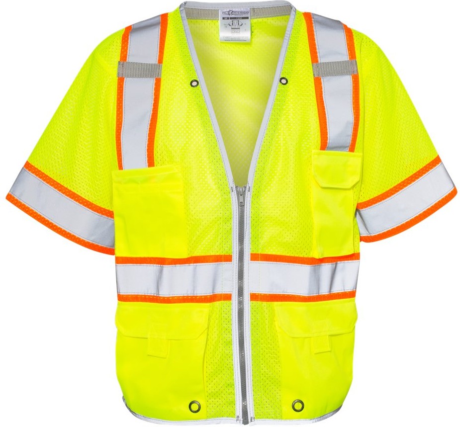 Front View of Lime Premium Brilliant Series® Heavy Duty Class 3 Vest - 1550-1551