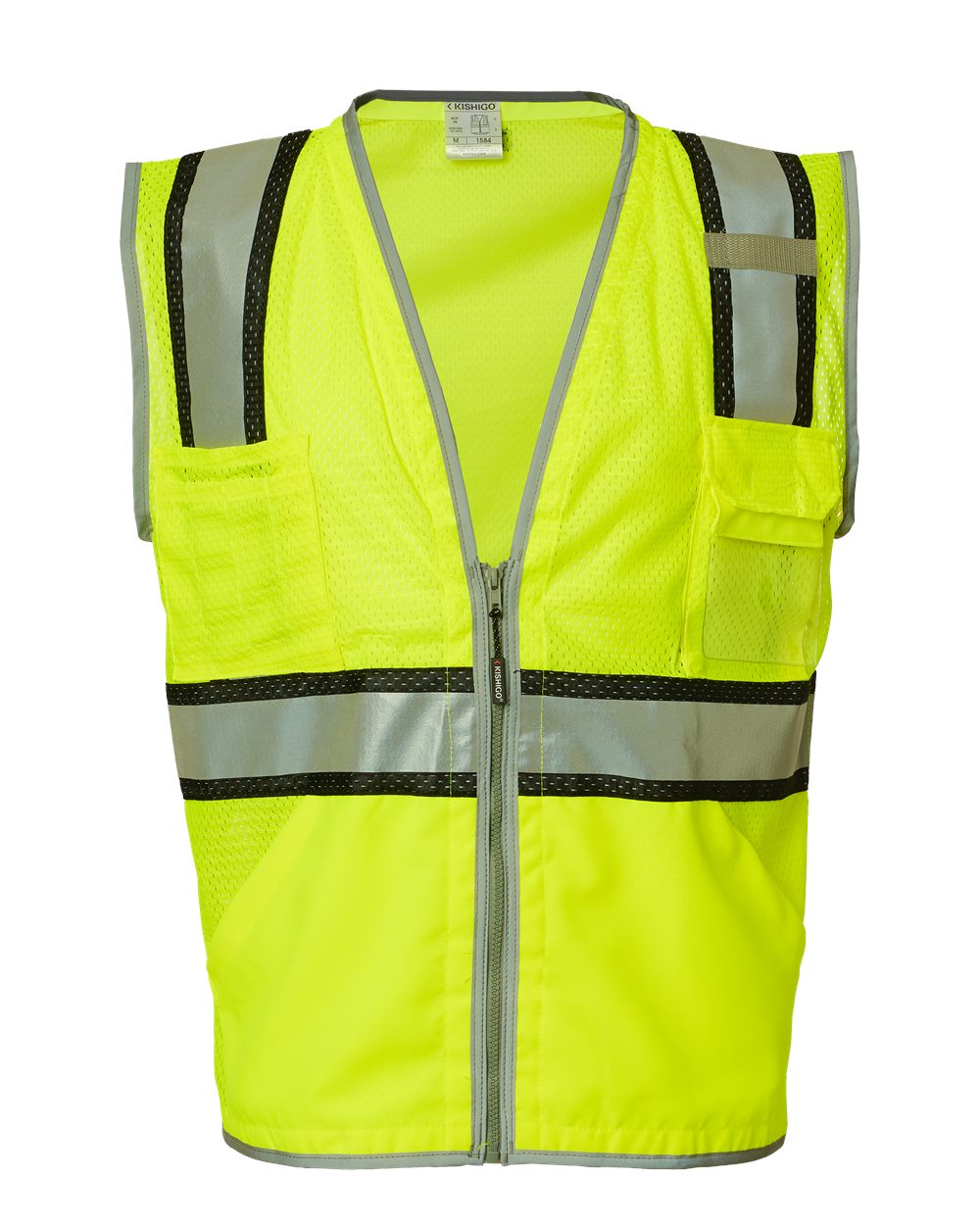 Front View of Lime Premium Brilliant Series® Ultimate Reflective Vest - 1584