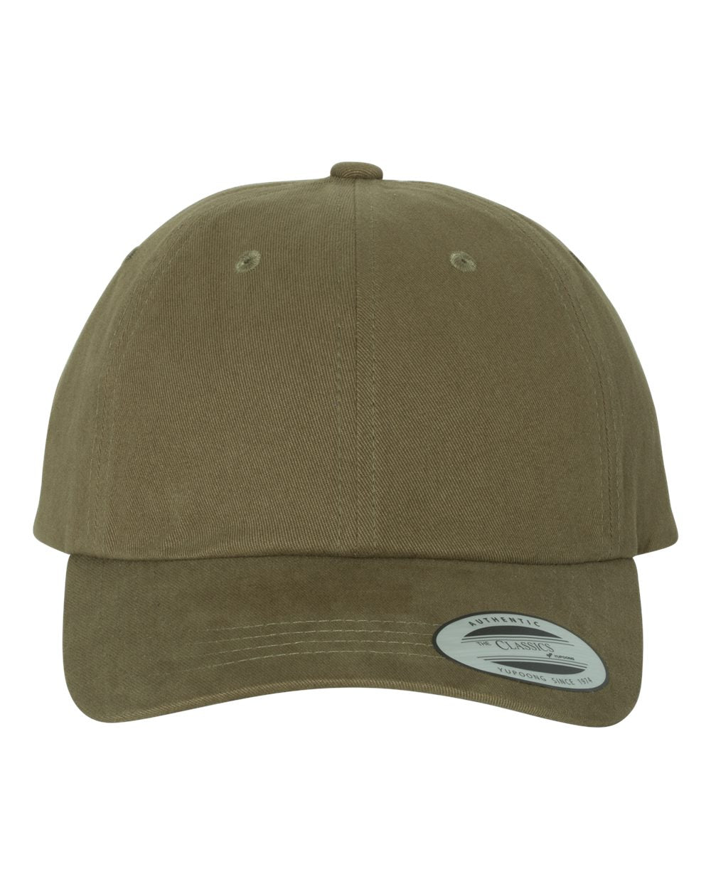 Front View of Loden Peached Cotton Twill Dad Hat - 6245PT