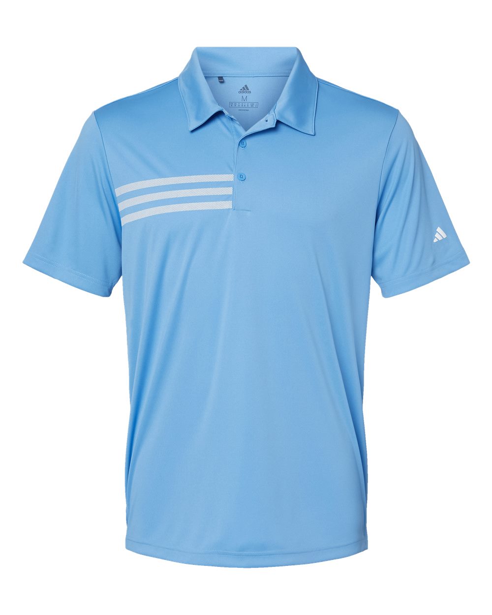 Front View of Lucky Blue/ White 3-Stripes Chest Polo - A324