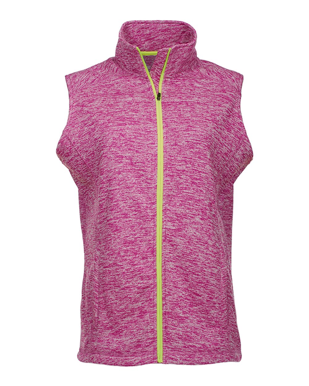 Front View of Magenta/ Neon Yellow Women’s Cosmic Fleece Vest - 8625