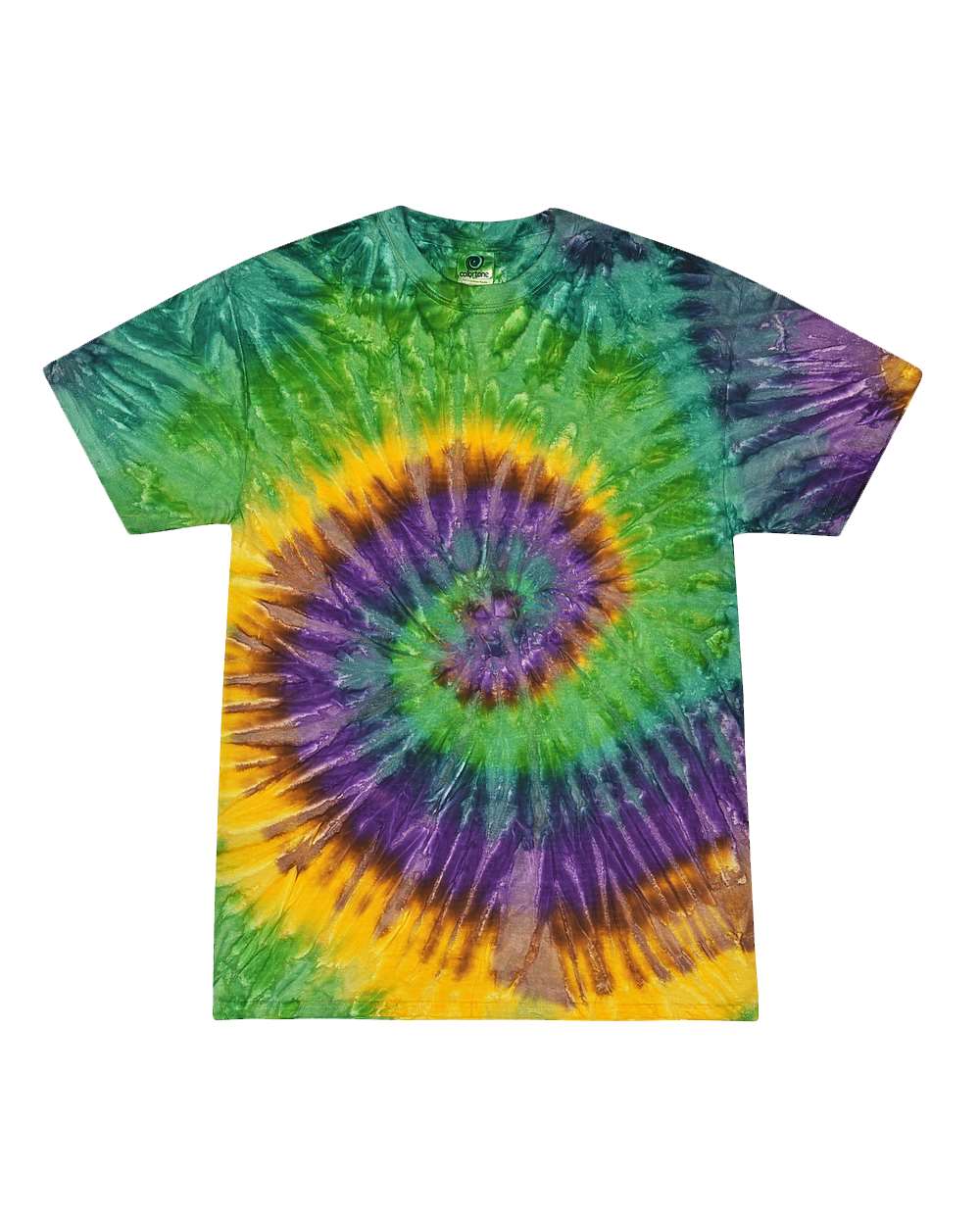 Front View of Mardi Gras Multi-Color Tie-Dyed T-Shirt - 1000