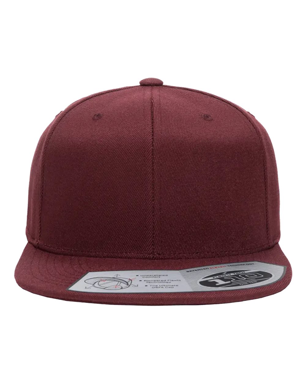Front View of Maroon 110® Snapback Cap - 110F