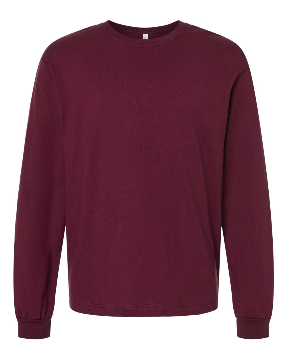 Front View of Maroon 6 oz. Heavyweight Long Sleeve Tee - 3511