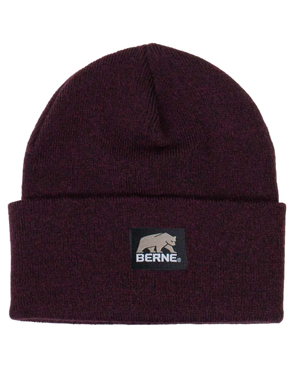 Front View of Maroon/ Black Heritage Knit Cuff Beanie - H150