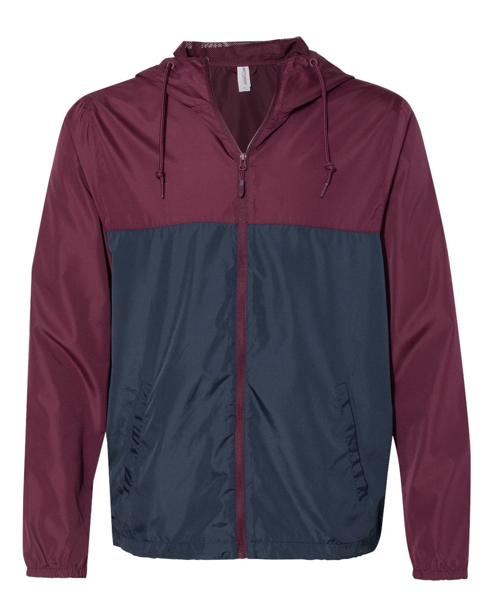 Front View of Maroon/ Classic Navy Lightweight Windbreaker Full-Zip Jacket - EXP54LWZ