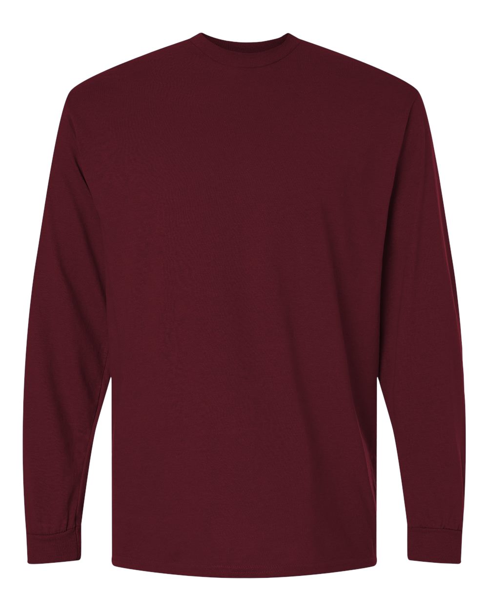 Front View of Maroon DryBlend® 50/50 Long Sleeve T-Shirt - 8400