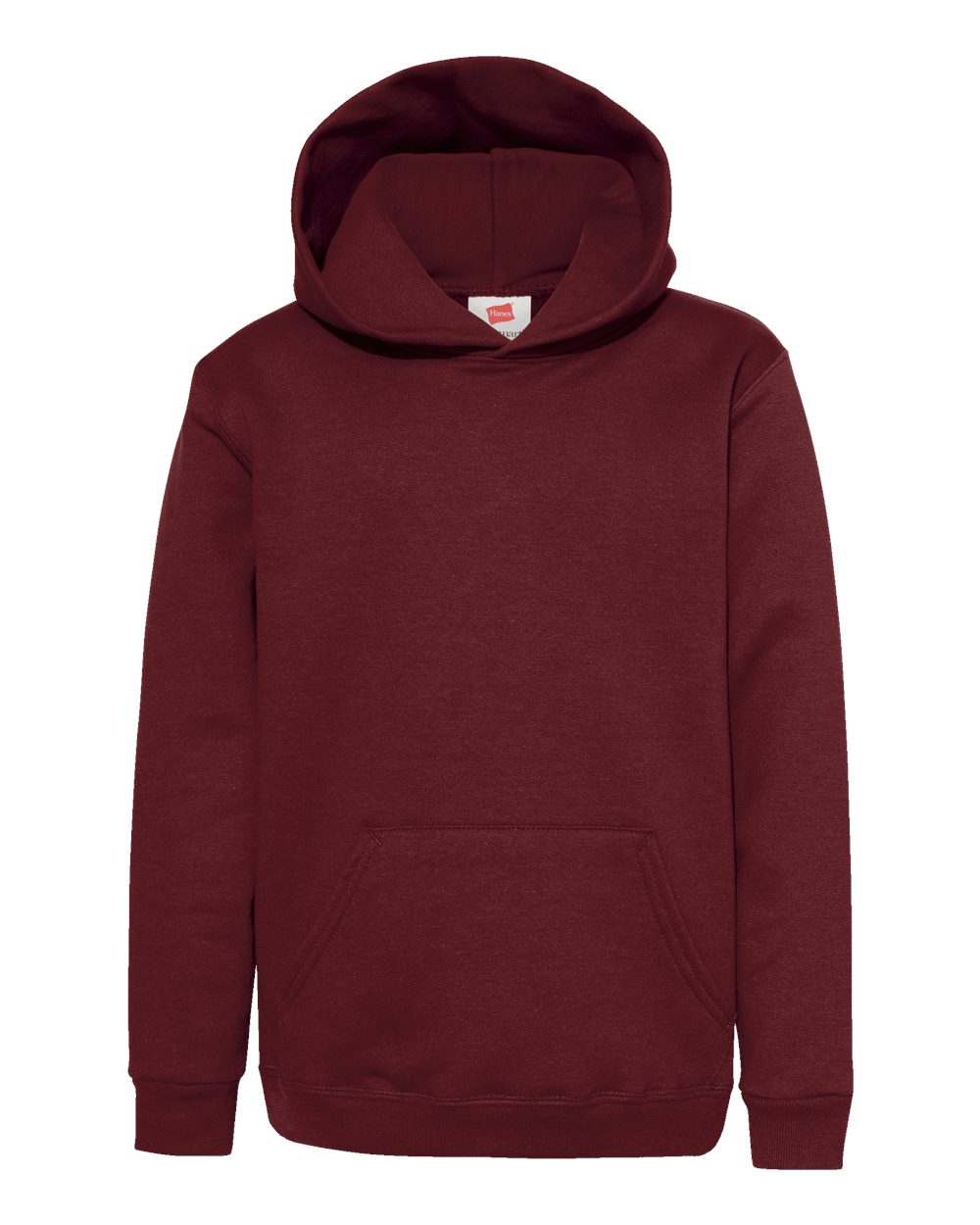 Front View of Maroon Ecosmart® Youth Hooded Sweatshirt - P473